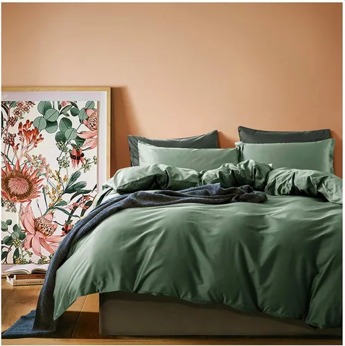 Vista 26 de Juego de ropa de cama de lujo de algodón egipcio, de color liso, de satén de alta densidad de hilos largos, sedoso, suave, transpirable, de primera
