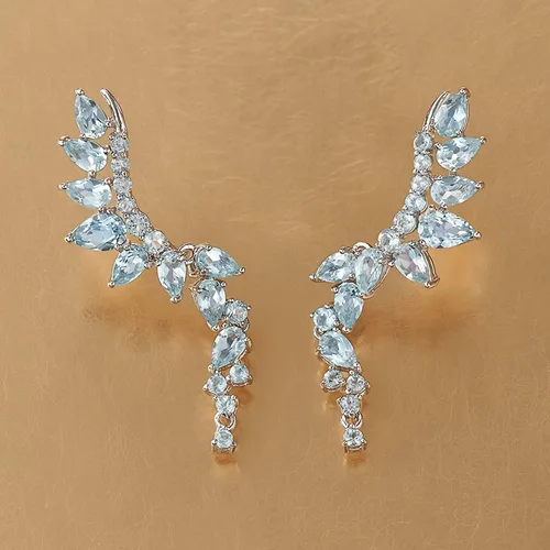 Vista 3 de Ross-Simons Gemstone Ear Climber Earrings in Sterling Silver
