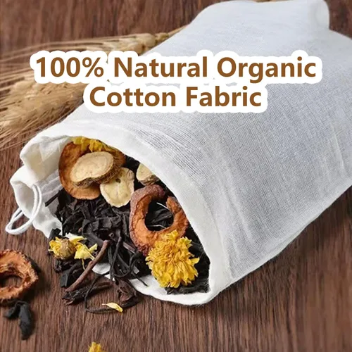 Vista 7 de 30 piezas de bolsas de especias de algodón natural para cocinar: 4x6, 6x8 Filtros de té reutilizables con cordón, ideales para colar sopas, bolsitas