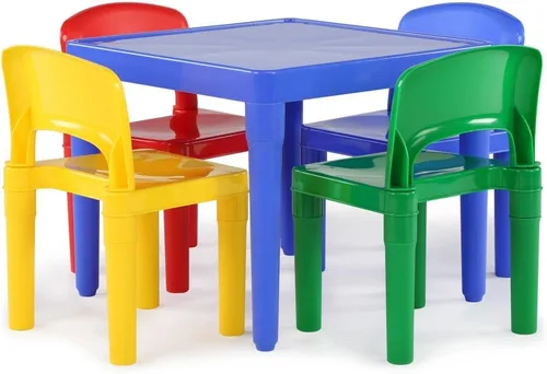 Vista 8 de Humble Crew Tot Tutors - Juego de mesa y 4 sillas de plástico, color azul aguamarina