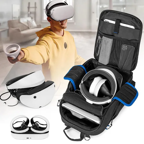 Vista 7 de PGmoon Carrying Case Compatible with PSVR2, Protective Storage Backpack for PSVR 2 Headset & Touch Controllers and More, Individual Room for