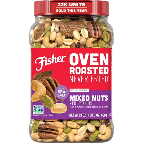 Vista 16 de FISHER Oven Roasted Never Fried - Mezcla de frutos secos asados al horno, nunca fritos Pack Of 1, Healthy Snacks For Adults, No Added Oil, No