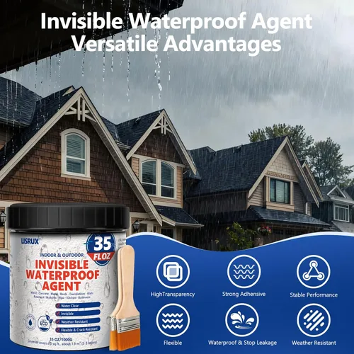 Vista 2 de Sellador impermeable de 35 onzas, revestimiento impermeable transparente, a base de agua, agente impermeable invisible a base de agua para techo
