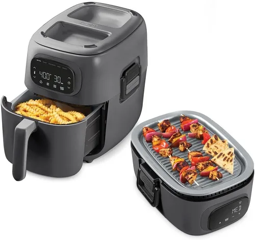 Vista 10 de DASH Flip & Fry - Parrilla + Freidora de aire 2 en 1, 3 QT