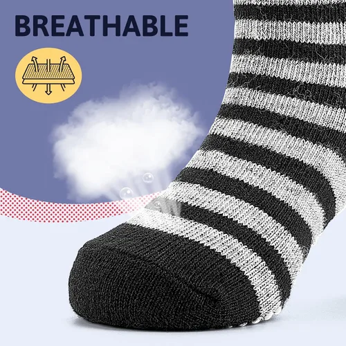 Vista 4 de Sosenfer Calcetines antideslizantes para niños pequeños con pinzas, 5-10 pares de calcetines antideslizantes para bebés de 1 a 7 años, hechos