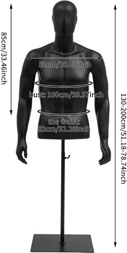 Vista 3 de Soporte de exhibición de vestido masculino, forma de vestido masculino de metal, cuerpo troso maniquí, maniquí de ropa de altura ajustable