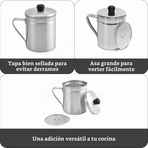 Vista 2 de IMUSA USA Dispensador de grasa de aluminio de 1.5 cuartos de galón, color plateado