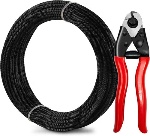 Vista 13 de Steel DN Mate Cuerda de alambre negro de 100 pies, cable de acero inoxidable de 1/8 pulgadas para sistema de barandilla de cable de cubierta