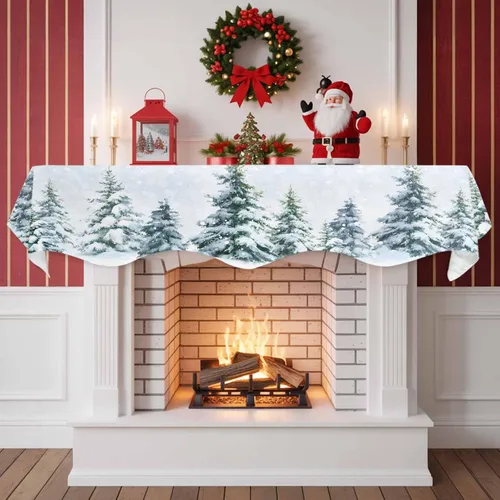 Vista 2 de Funda de bufanda de chimenea de Navidad, mantel superior, bufanda para Navidad, Halloween, Acción de Gracias, otoño, decoración de interiores