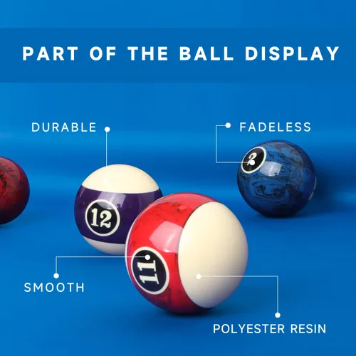 Vista 5 de GSE 2-1/4" Standard Pool Balls Set with Solid Wood Billiard Ball Racks Set Bolas de estilo mármol oscuro