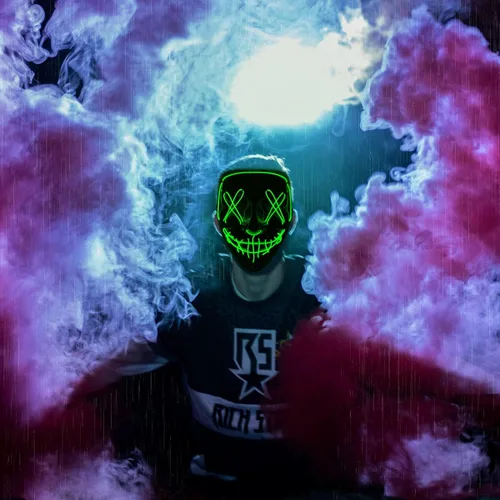 Vista 5 de AMUTOY 2 máscaras de Halloween con luz LED máscara de purga para niños adultos disfraz de Halloween cosplay truco o trato fiesta de máscaras