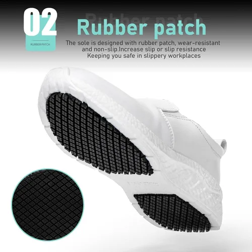 Vista 3 de LMQLZHYC Zapatos de trabajo antideslizantes para mujer, zapatos antideslizantes para servicio de alimentos, zapatos de enfermería