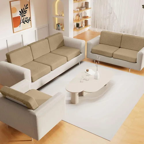 Vista 47 de hyha Fundas impermeables para sofá seccional, fundas de cojín Beige