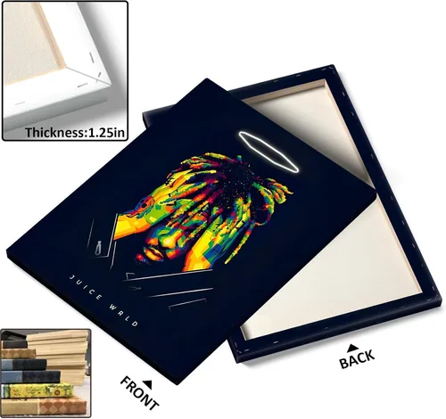 Vista 2 de Juice Wrld - Arte de Lienzo para Pared, Impresión de Póster de Portada de Álbum de Música, Póster de Rapero Cantante Arte Enmarcado, Arte de Lienzo