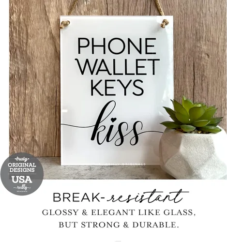 Vista 6 de Reilly Originals Letrero de 6 x 8 pulgadas con diseño de beso para teléfono con texto en inglés "Kiss Kiss", listo para colgar, acabado premium