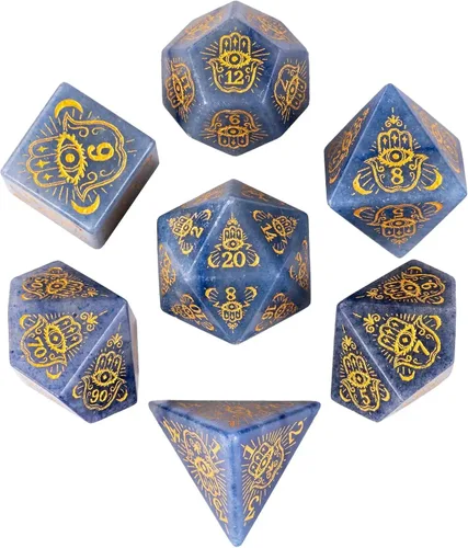 Vista 19 de UDIXI Juego de dados de piedras preciosas de amatista, dados DND de piedra de cristal D&D con estuche de regalo para juegos de rol y juegos de mesa