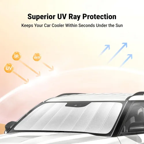 Vista 6 de EcoNour Parasol plegable de acordeón para parabrisas compatible con Tesla Model 3/Model Y 2017-2024 2025 2026, parasol delantero para ventana
