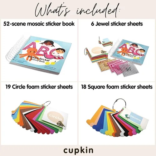 Vista 3 de Cupkin - Kits de calcomanías de mosaico para niños y adultos, kit de manualidades de mosaico ABC para niños y niñas, kit de mosaico por números