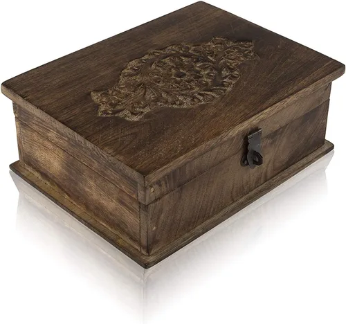 Vista 8 de Grandes ideas de regalo de cumpleaños, caja de joyería decorativa hecha a mano con cerradura y llave, organizador de joyas, caja de recuerdos, caja