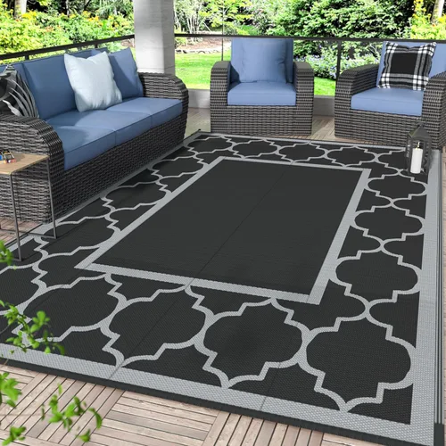 Vista 35 de GENIMO - Alfombra para exteriores de 8 x 10 pies, para patio, espacios amplios, impermeable, de pajillas de plástico, alfombra reversible