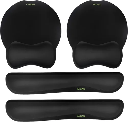 Vista 9 de VAGAU Reposamuñecas Premium para Teclado y Soporte de Muñeca para Mouse Pad, Juego de Espuma Viscoelástica Ergonómica para Oficina, Laptop, Mac