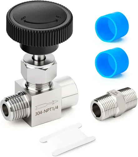 Vista 20 de TAISHER Válvula de aguja de acero inoxidable 316 con mango de rueda 1/2 "NPT macho x 1/2" NPT hembra