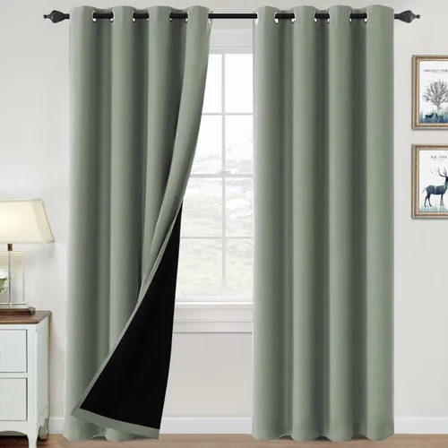 Vista 18 de H.VERSAILTEX Cortinas 100% de opacidad para dormitorio, con aislamiento térmico, cortinas opacas de 63 pulgadas de largo, cortinas de bloqueo