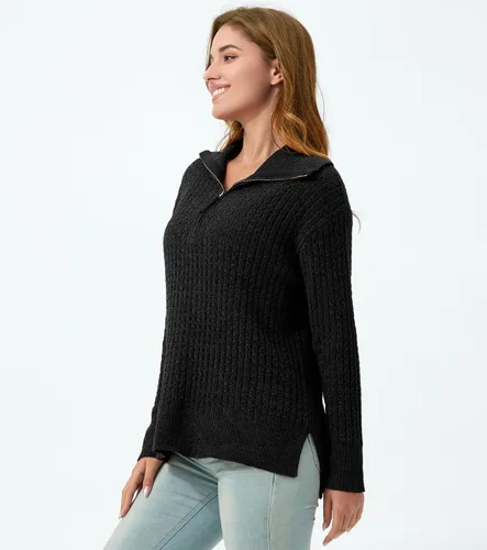 Vista 5 de MISSFASHION Beyond - Suéter de felpilla para mujer, de manga larga, cuello redondo, suéter de punto acanalado, blusa de punto acanalado