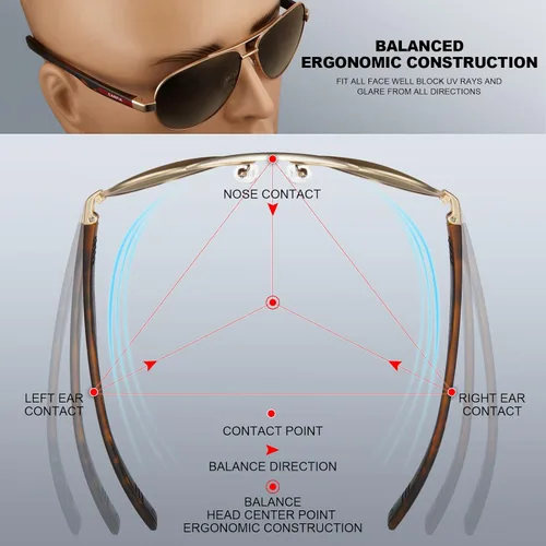 Vista 6 de Carfia Pilot Sunglasses for Men Polarized UV Protection Ultra Lightweight Metal Frame CA5391