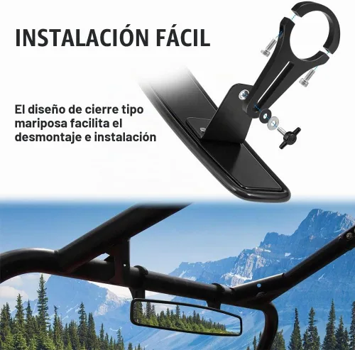 Vista 6 de Amplio retrovisor espejo para carrera con abrazadera de 2" para POLARIS RZR XP 900 Can Am Maverick, 4,4 cm Abrazadera