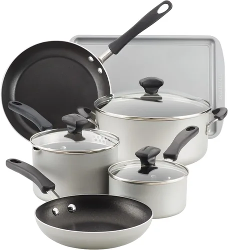 Vista 23 de Farberware Cookstart DiamondMax - Juego de utensilios de cocina, ollas y sartenes antiadherentes, aptos para lavavajillas, incluye bandeja