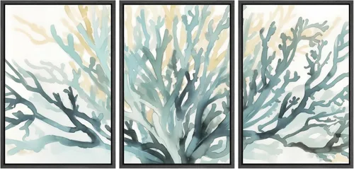 Vista 73 de MUDECOR Lienzo enmarcado para pared, juego de arte de acuarela pastel, bosque de pinos, naturaleza silvestre, ilustraciones modernas, decorativas