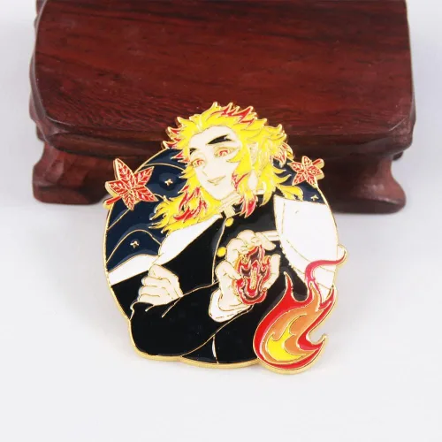 Vista 3 de Kimetsu No Yaiba Tanjiro - Broches de personajes de anime Nezuko Rengoku, regalos de cosplay para niños, niñas, adolescentes, mujeres y hombres