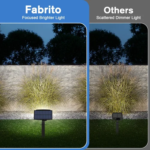 Vista 3 de Fabrito Focos solares grandes para exteriores, paquete de 2 unidades, 1000 lúmenes de alto brillo, foco solar impermeable IP65 con 136 LED, luces