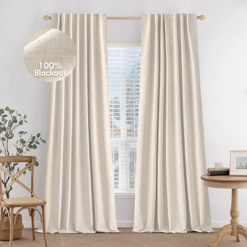 Vista 13 de MIULEE Cortinas 100% opacas de 84 pulgadas de largo de lino, cortinas y drapeados, juego de 2 paneles para dormitorio, pestaña trasera, sala