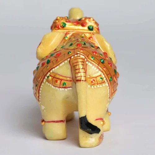 Vista 2 de GEMHUB Estatua de elefante de jade amarillo tallada de aproximadamente 1862.50 quilates para decoración del hogar y propósito de regalo