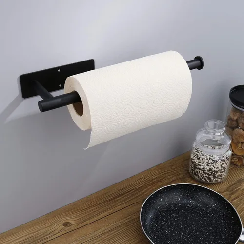 Vista 3 de Toalleros de papel para cocina, soporte para toallas de papel debajo del gabinete, soporte enrollable para toalla de baño, soporte para toallas