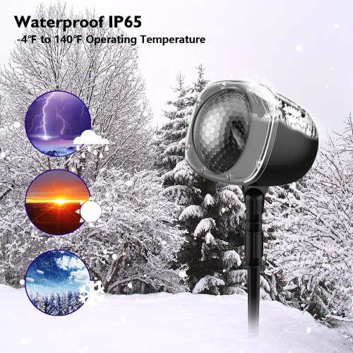 Vista 3 de Proyector de luces de nevada navideña, luces de proyector festivas impermeables con copos de nieve, reflector de paisaje con control remoto