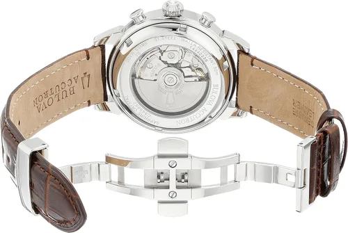 Vista 6 de Bulova Reloj marrón automático suizo 63C107 Gemini con pantalla analógica para hombre, plateado, Tono plateado