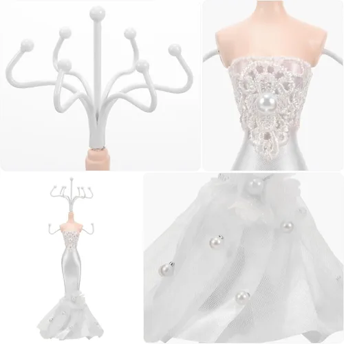 Vista 3 de KALLORY Soporte de exhibición de joyería de mano para maniquí femenino, soporte para vestido de boda, modelo de collar, estante de exhibición