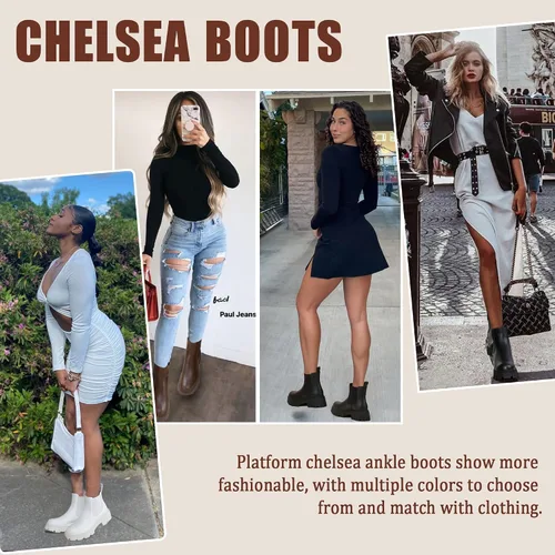 Vista 2 de Jeossy Botines Chelsea 9620 para mujer Botines elásticos con plataforma y suela de lengüeta a la moda