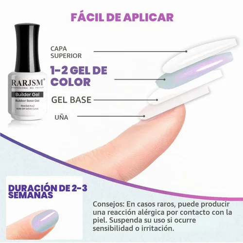 Vista 6 de RARJSM - Gel constructor para uñas, perla azul, gel duro en botella, con brillo de concha de sirena, perlas azules, estructura de extensión gruesa