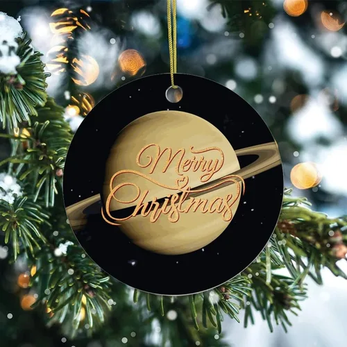 Vista 2 de Cheyan Divertido planeta galáctico cósmico adorno de porcelana de Navidad decoraciones para el hogar colgantes de Navidad Galaxy educativo árbol