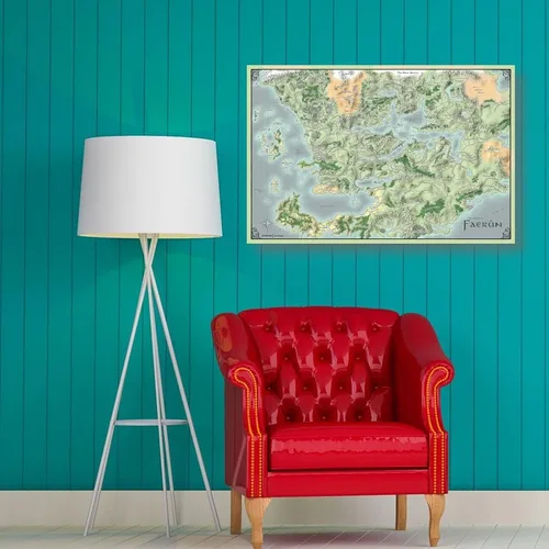 Vista 4 de Faerun - Póster de mapa de juego de Reinos Olvidados, póster de lienzo impreso para pared, póster de pintura de regalo, arte de arte, decoración
