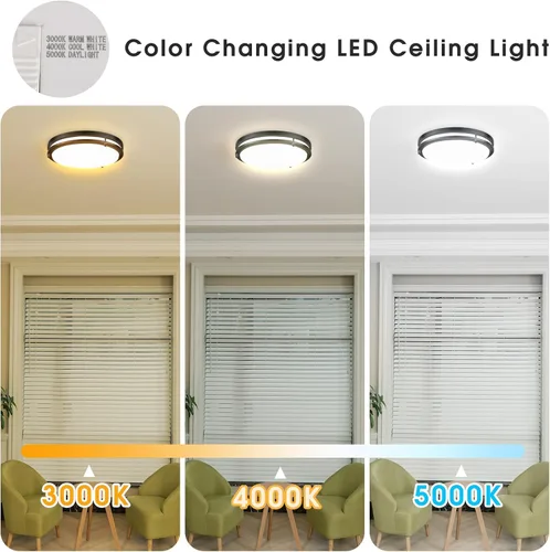 Vista 4 de Energetic - Lámpara de techo empotrada LED de 14 pulgadas, 3000K/4000K/5000K color ajustable, lámpara de techo regulable para dormitorio, cocina