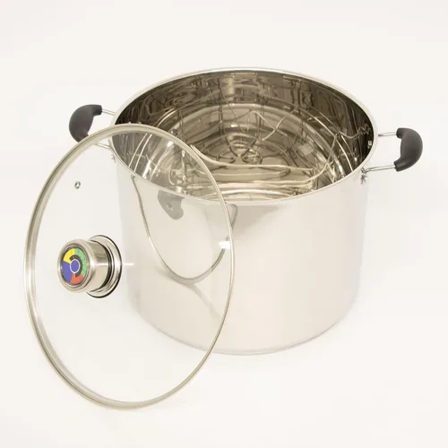 Vista 8 de Lehman's Jarra de baño de agua de 21.5 cuartos de galón con medidor de presión, olla de acero inoxidable duradera para conservas y conservas