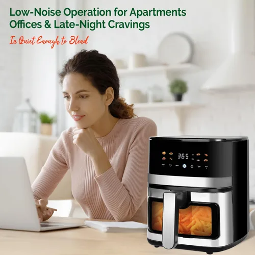 Vista 9 de Freidora de aire digital de 5.8QT con ventana visible, temperatura y temporizador ajustables, fritura al aire, recalentamiento, fácil para alimentos