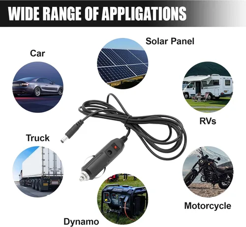 Vista 5 de Adaptador de Carga de Coche de 12V, Enchufe Macho para Encendedor de Cigarrillos de Coche a Conector DC, Cable de Alimentación Compatible