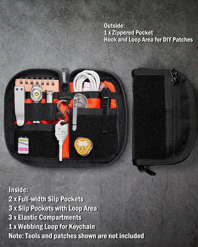 Vista 2 de VIPERADE VE21 Bolsa EDC pequeña organizadora de bolsillo con 9 compartimentos, bolsa de herramientas de bolsillo con panel de visualización de Negro