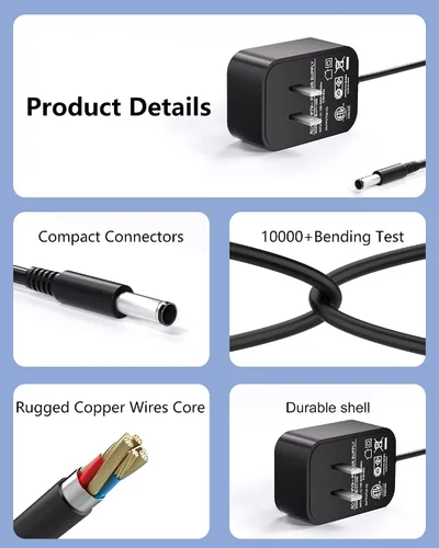 Vista 6 de WUKUR Adaptador de CA de 9 V AD-5 compatible con cable de alimentación de teclado Casio compatible con teclado Casio AD-5 AD-5MU CTK-2100 CTK-800